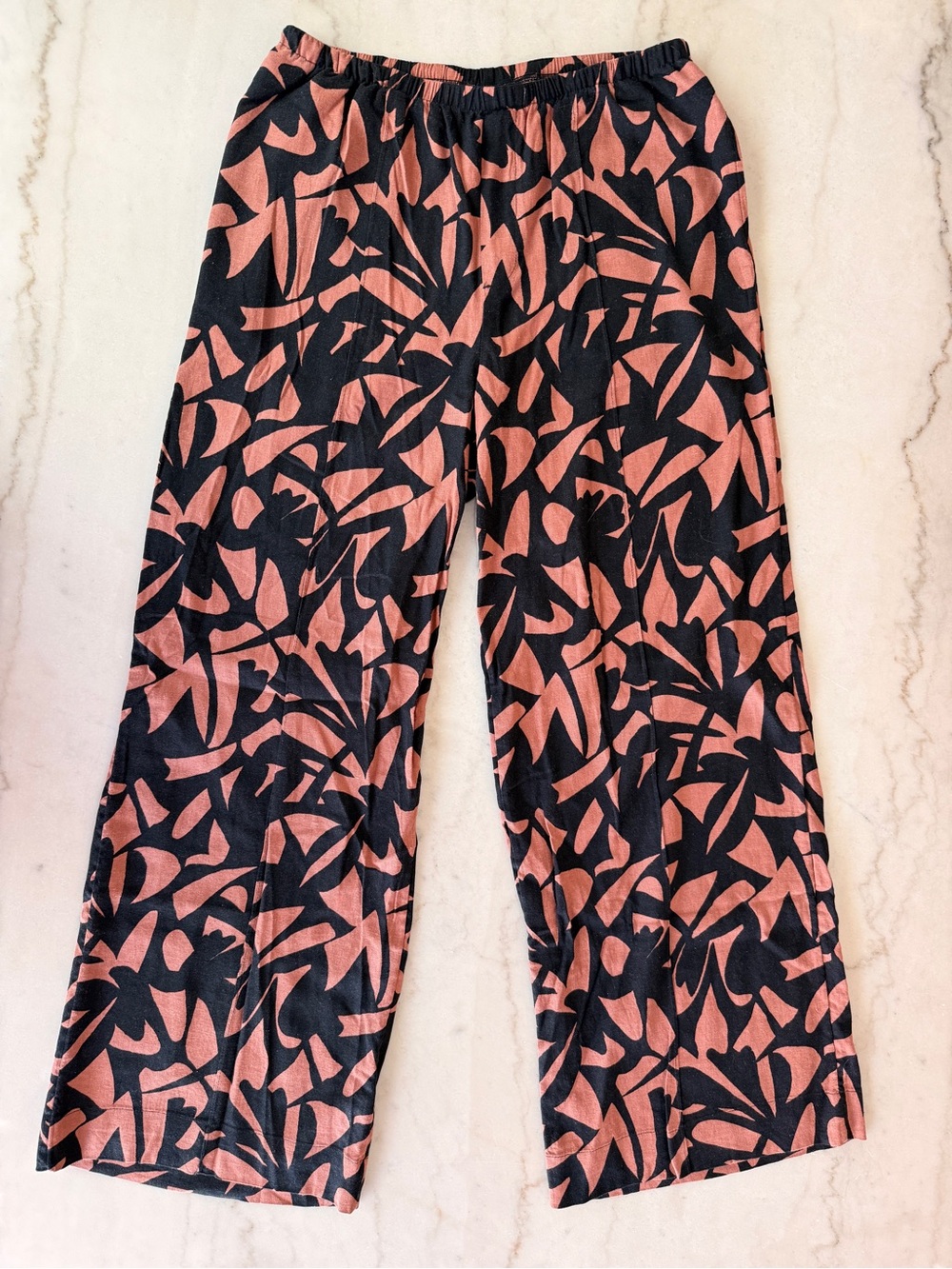 a new day Black and Coral Leaf-Print Wide-Leg Pants